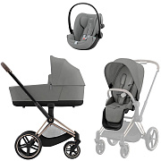 Коляска Cybex Priam IV Rosegold complete Cloud G3 Stone Grey Plus 3 в 1 Mirage Grey
