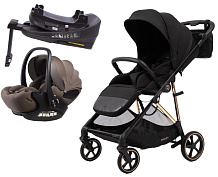 Прогулочная коляска Peppy Amici с автокреслом Verona Brown и базой Black рама Gold