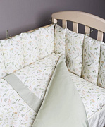 Комплект в кровать Lappetti Летняя история для прямоугольной кроватки 6 предметов оливковый