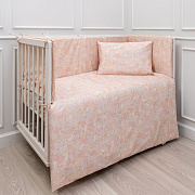 Комплект в кровать Lappetti Цветные цветы для прямоугольной кроватки 6 пр. розовый