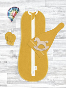 Комплект для новорождённого Mjolk Горчичный желтый пеленальный кокон, шапочка, антицарапки 56