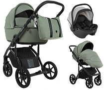 Детская коляска Roan Bass Next 2.0 3 в 1 с автокреслом Pituso Baesa Pro Black,Beige Canopy BSN/43/2 Sage Green/Black/руч.Black
