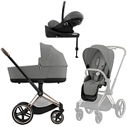 Коляска Cybex Priam IV Rosegold complete Cloud G Lava Grey Base G3 4 в 1 Mirage Grey