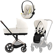Коляска Cybex Priam IV Rosegold complete и автокресло Cloud G i-Size Seashell Beige Plus 3 в 1 Off White