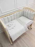 Комплект в детскую кроватку Lappetti Кролик Лаппин для прямоугольной кроватки 6 предметов серый