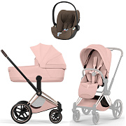 Коляска Cybex Priam V Rosegold Style Cloud T Coconut Brown Plus 3 в 1 Peach Pink