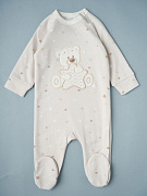 Комбинезон на молнии Little Star Мишка со звездой 0208 (ЧЗ-мз) бежевые звезды 68