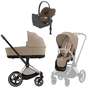 Коляска Cybex Priam IV Rosegold complete Cloud T Coconut Brown Plus Base T 4 в 1 Cozy Beige