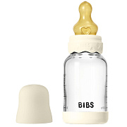 Стеклянная бутылочка Bibs Boheme для кормления с латексной соской, медленный поток, 120 мл 50192216 Ivory