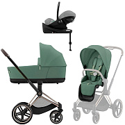 Коляска Cybex Priam IV Rosegold complete Cloud G3 Stone Grey Plus Base G3 4 в 1 Leaf Green