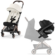Коляска Cybex Coya Rosegold Frame Cloud T i-Size Sepia Black 2 в 1 Off White с дождевиком и бампером
