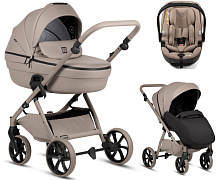 Детская коляска Tutis Uno 6 Plus Leather collection 3 в 1 с автокреслом Beno Beige 1602185 Nocciola
