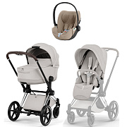 Коляска Cybex Priam V Chrome Style Cloud T Cozy Beige Plus 3 в 1 City Grey
