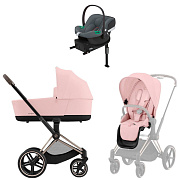 Коляска Cybex Priam IV Rosegold complete Aton B2 Steel Grey Base One 4 в 1 Peach Pink