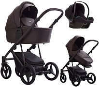 Детская коляска Bebetto Pelpasso Pro 3 в 1 с автокреслом Avionaut Cosmo 05 Brown коричневая кожа/коричневая рама