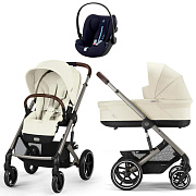 Коляска Cybex Balios S Lux TPE complete Cloud G Ocean Blue Plus 3 в 1 Seashell Beige с дождевиками