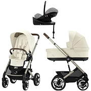 Коляска Cybex Talos S Lux TPE complete Cloud G Stone Grey Plus Base G 4 в 1 Seashell Beige с дождевиками