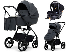 Детская коляска Rant Teo Soft 4 в 1 с автокреслом Carry Pro Black и базой Graphite