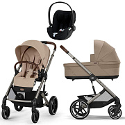 Коляска Cybex Balios S Lux TPE complete Cloud T Sepia Black Plus 3 в 1 Almond Beige с дождевиками