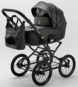 Детская коляска Adamex Porto Retro Deluxe 3 в 1 PO-SA02 (ЧЕРН.КОЖА)