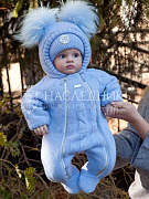 Комбинезон с капюшоном НаследникЪ Выжанова и помпонами НВ5006 ЧЗ голубой 56
