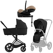 Коляска Cybex Priam IV Matt Black complete Cloud G Almond Beige Plus Base G 3 в 1 Sepia Black