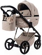 Детская коляска Adamex Quantum Superstar Deluxe 3 в 1 Q-STAR155-K (СВ.БЕЖ.КОЖА+СВ.БЕЖ.ДНО+БЕЖ.РАМА)