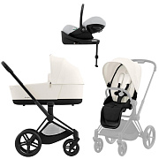 Коляска Cybex Priam IV Matt Black complete Cloud G Fog Grey Base G 3 в 1 Off White