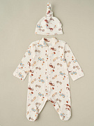 Комбинезон, шапочка-узелок Little Star Машинки 31833-2 (ЧЗ-мз) крем 56