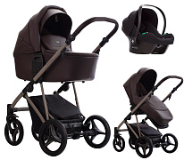 Детская коляска Bebetto Pelpasso Pro 3 в 1 с автокреслом Avionaut Cosmo 05 Kaszmir коричневая кожа/бежевая рама