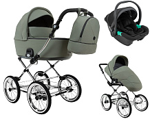Детская коляска Roan Bass Next Classic d14 2.0 3 в 1 с автокреслом Pituso Santiso Pro Black BSNC/92/2 Sage Green/Black/руч.Black