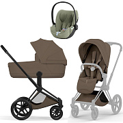 Коляска Cybex Priam V Matt Black Style Cloud T Sage Green Plus 3 в 1 Coconut Brown