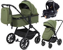 Детская коляска Rant Moss 4 в 1 с автокреслом Carry Pro Black и базой Olive