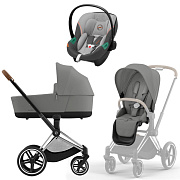 Коляска 3 в 1 Cybex Priam IV Chrome Brown complete и автокресло Aton S2 i-Size Lava Grey Mirage Grey