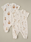 Комбинезон на кнопках короткий рукав Little Star Мишки и Зайки 2 шт 7062 (ЧЗ-мз) крем/крем 62