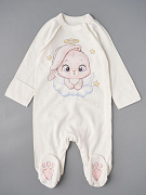 Комбинезон-асим на кнопках Little Star Зайка-ангел на облачке 8692 (ЧЗ-мз) крем 74