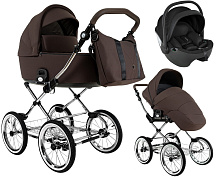 Детская коляска Roan Bass Next Classic d14 2.0 3 в 1 с автокреслом Pituso Baesa Pro Black BSNC/93/2 Turkish Coffe/Black/руч.Cappuccino