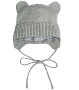 Шапочка вязаная AmaroBaby Pure Love Bear с подкладом ЧЗ серый 40