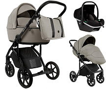 Детская коляска Roan Bass Next 2.0 3 в 1 с автокреслом Tutis Elo Black BSN/45/2 Marzipan/Black/руч.Cappuccino(2 места)