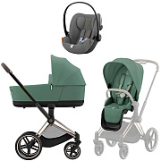 Коляска Cybex Priam IV Rosegold complete и автокресло Cloud G i-Size Lava Grey 3 в 1 Leaf Green