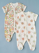 Комбинезон на кнопках короткий рукав Little Star Разноцветная полянка 2 шт 7062 (ЧЗ-мз) крем 56