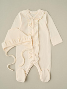 Комбинезон и чепчик с рюшами Little Star 32083 (ЧЗ-мз) сливочный 62