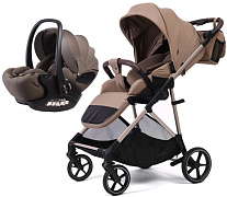 Прогулочная коляска Peppy Amici с автокреслом Verona Brown Latte рама Beige
