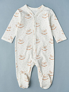 Комбинезон на кнопках Little Star 30032 лошадки с горошками, крем 56