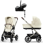 Коляска Cybex Talos S Lux TPE Cloud G3 Stone Grey Plus Base G3 4 в 1 Seashell Beige с дождевиками