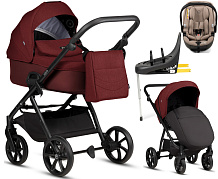 Детская коляска Tutis Leo 3 Plus 4 в 1 с автокреслом Beno Beige и базой 1582220 Burgundy