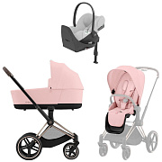 Коляска Cybex Priam IV Rosegold complete Cloud T Platinum White Plus Base T 3 в 1 Peach Pink