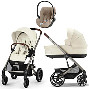 Коляска Cybex Balios S Lux TPE complete Cloud T Cozy Beige Plus 3 в 1 Seashell Beige с дождевиками