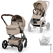 Коляска Cybex Balios S Lux Fold Cot TPE Cloud T Urban Mobility White Base T 4 в 1 Almond Beige с дождевиками