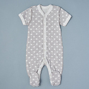 Комбинезон с коротким рукавом на кнопках Little Star горошки, серый 56